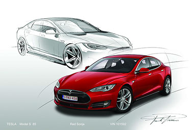 Tesla model S classic design drawing 1